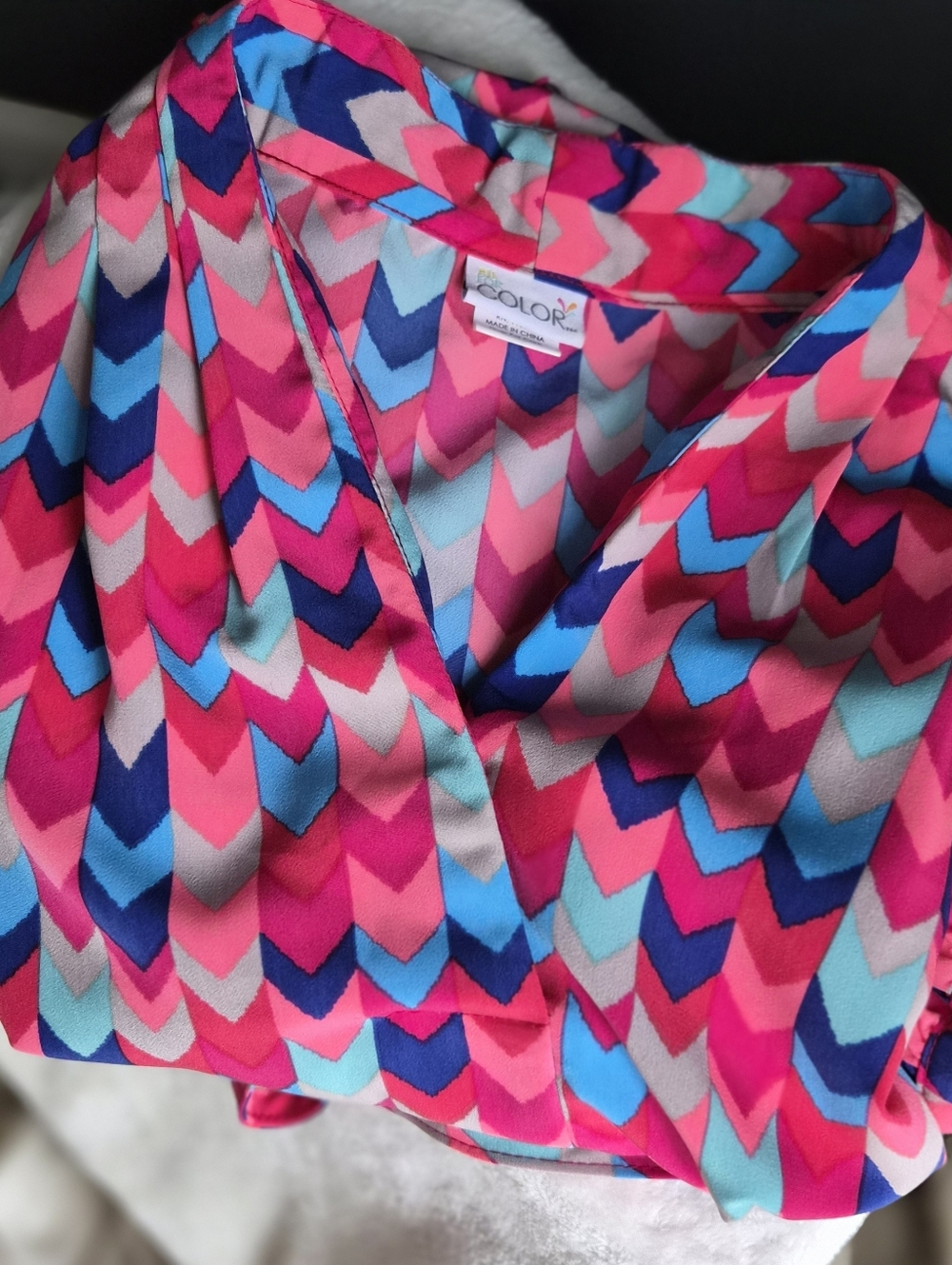 All‎ For Color Chevron Tunic Dress Pink Blue Grey - Size Medium